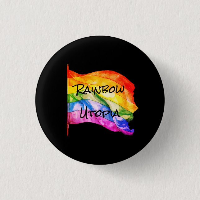 Rainbow Utopia logo button (Front)