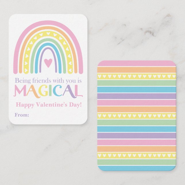 Rainbow Valentine, Custom Classroom Valentine Card (Front/Back)