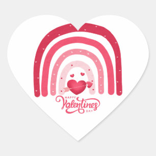 Rainbow Valentine Day Heart Sticker