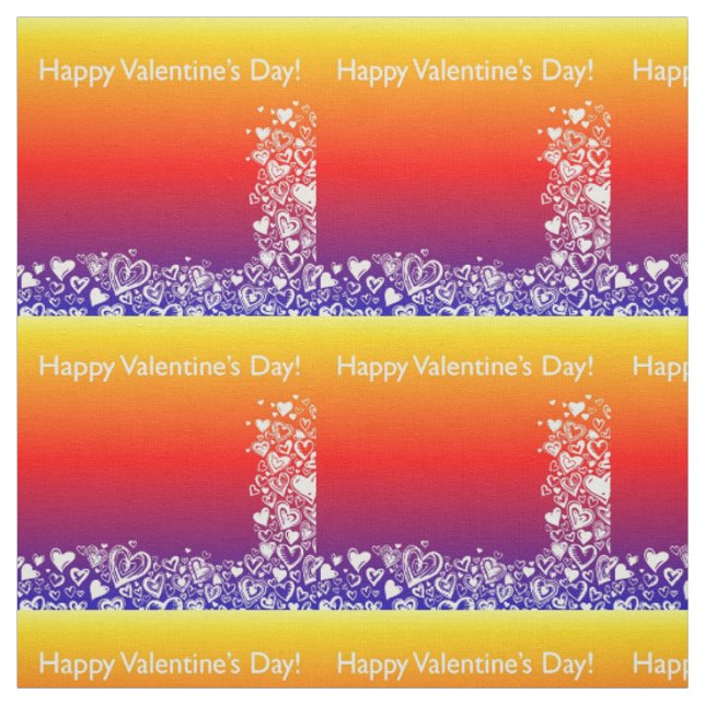 Rainbow Valentine's Day Greeting Fabric (Swatch)