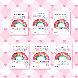 Rainbow Valentine's Day Kids Classroom cards Custom Letterhead