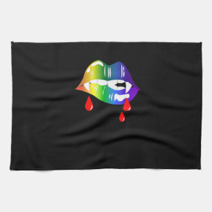 Rainbow Vampire Lips Biting - LGBT Pride T-Shirt Tea Towel