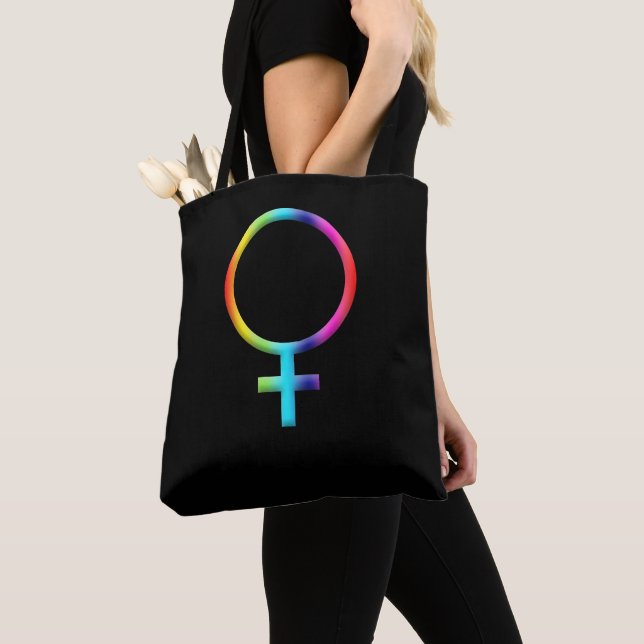 Rainbow Venus Symbol Astrology Zodiac Planet Sign Tote Bag (Close Up)