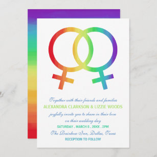 Rainbow Venus Symbol   Lesbian Wedding Invitation