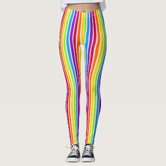 Rainbow Vertical Stripes Bright Colourful Leggings