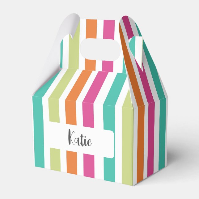 Rainbow vertical stripes colourful retro multicolo favour box (Front Side)