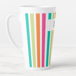 Rainbow vertical stripes colourful retro multicolo latte mug