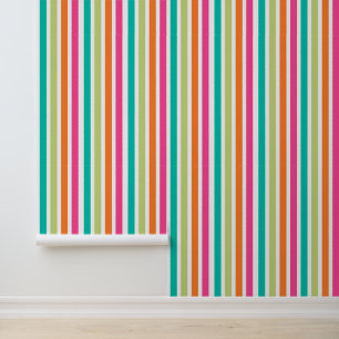 Rainbow vertical stripes colourful retro multicolo wallpaper