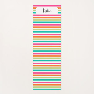 Rainbow vertical stripes colourful retro multicolo yoga mat