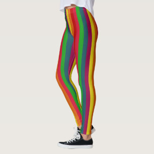 Rainbow Vertical Stripes Decor on Leggings