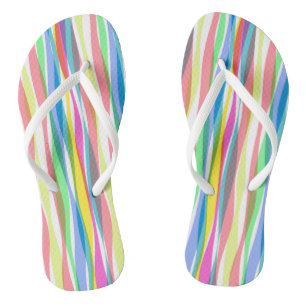 Rainbow Vertical Stripes Pastel Colourful  Jandals