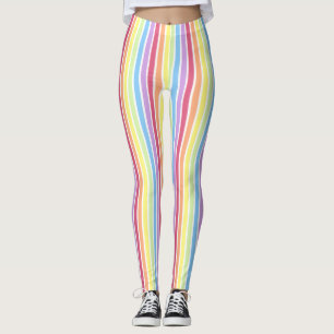 Rainbow Vertical Stripes Pastel Colourful Leggings