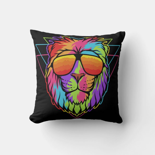 Rainbow Vibes Lion Cushion (Front)