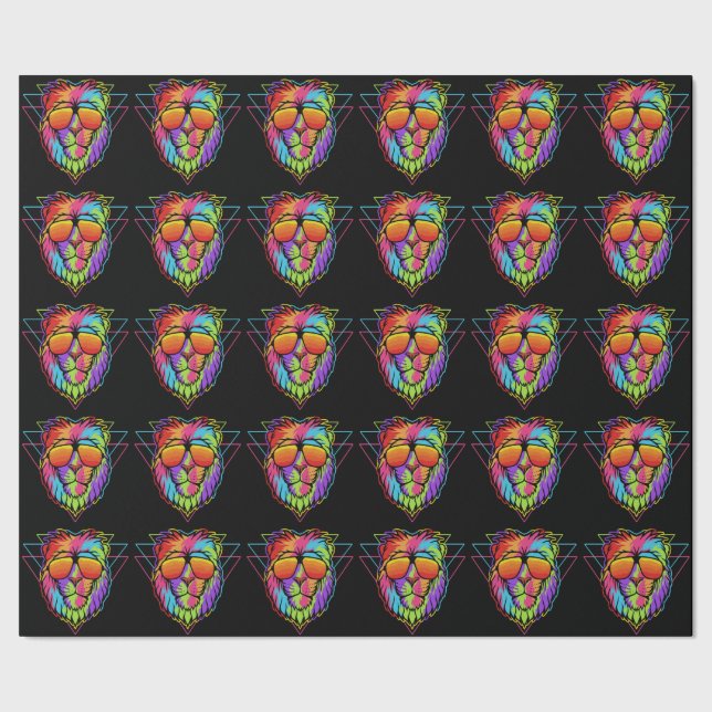 Rainbow Vibes Lion Wrapping Paper (Seam)
