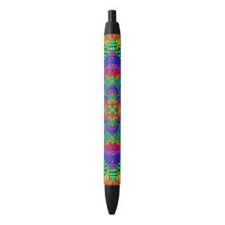Rainbow Vintage Psychedelic Fractal Kaleidoscope Black Ink Pen