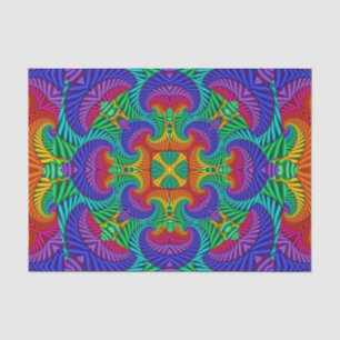 Rainbow Vintage Psychedelic Fractal Kaleidoscope Tissue Paper