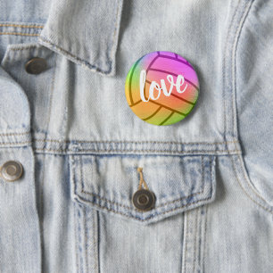 Rainbow Volleyball Love 6 Cm Round Badge