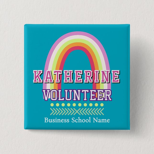 Rainbow  Volunteer Blue 15 Cm Square Badge (Front)