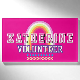 Rainbow Volunteer Hot Pink Name Tag