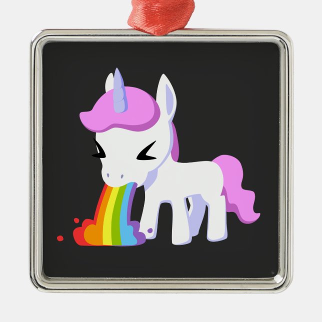 RAINBOW VOMIT UNICORN  CERAMIC ORNAMENT (Front)
