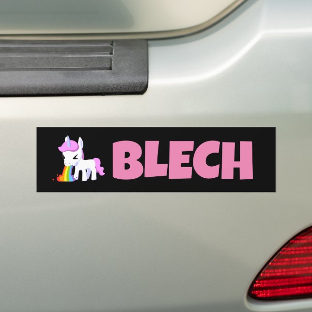 RAINBOW VOMIT UNICORN FUNNY BUMPER STICKERS (On Car)