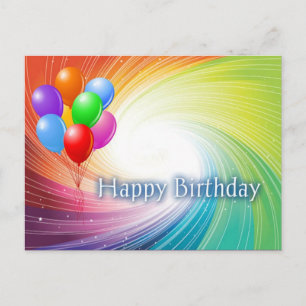 Rainbow Vortex Happy Birthday Postcard