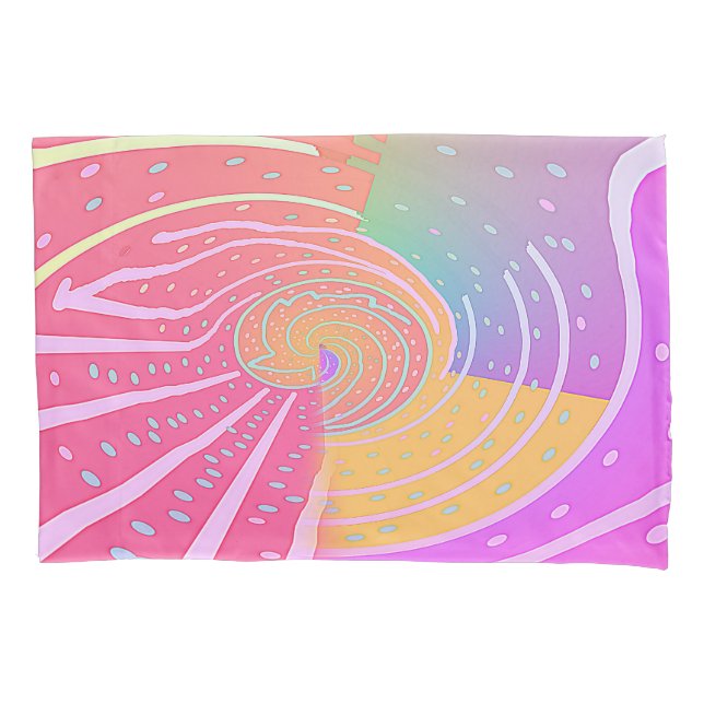 Rainbow Vortex Swirl  Pillowcase (Front-Left)
