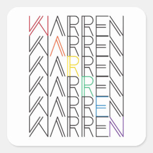 rainbow warren text stacks square sticker