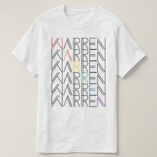 rainbow warren text stacks T-Shirt (Design Front)