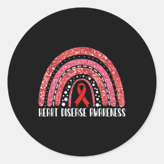 Rainbow Warrior Heart Disease Awareness Classic Round Sticker