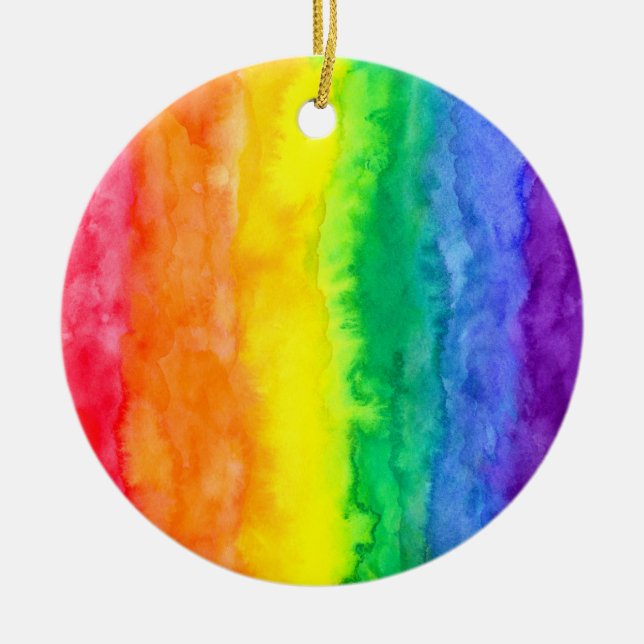 Rainbow Wash Circle Ornament (Front)