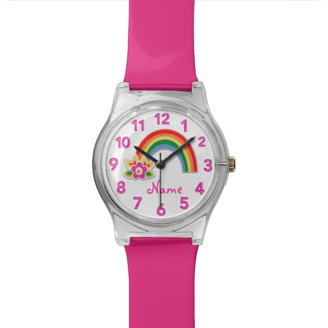 Rainbow Watch Personalised Watches for Girls (Close Up)