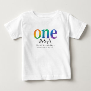Rainbow Watercolor 1st Birthday   Colorful Baby  T-Shirt