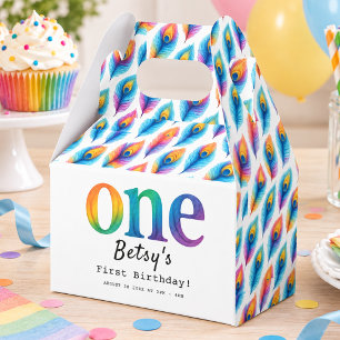 Rainbow Watercolor 1st Birthday   Colourful Baby  Favour Box