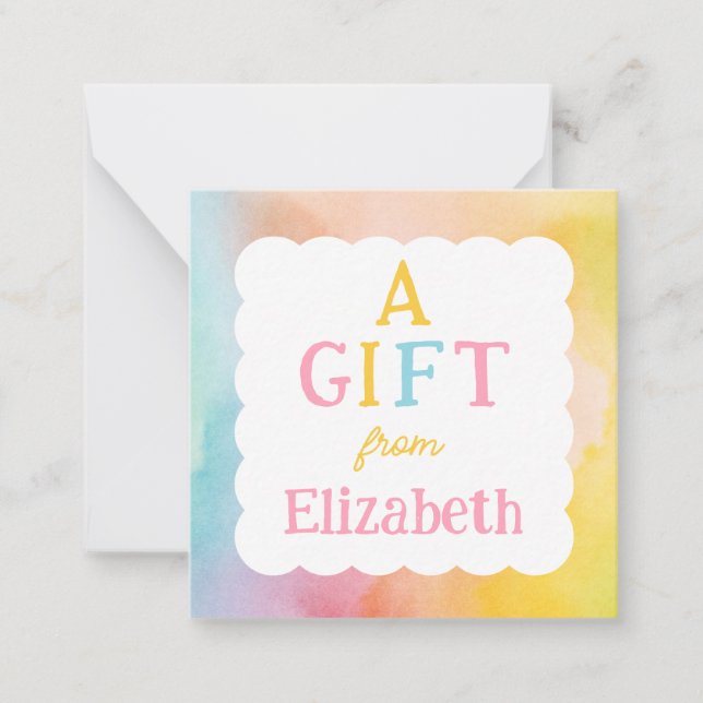 Rainbow Watercolor A Gift From Girls Enclosure Card (Front)