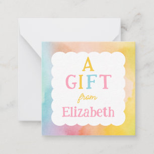 Rainbow Watercolor A Gift From Girls Enclosure Card