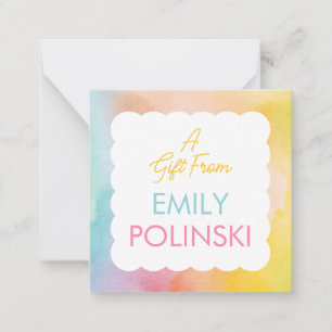 Rainbow Watercolor A Gift From Girls Enclosure Card