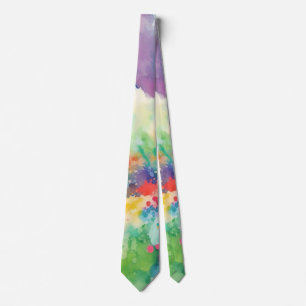 Rainbow Watercolor Abstract Neck Tie