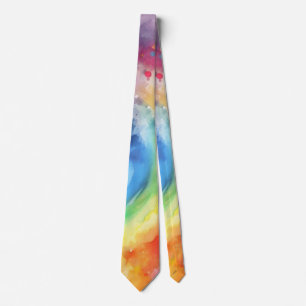 Rainbow Watercolor Abstract Neck Tie