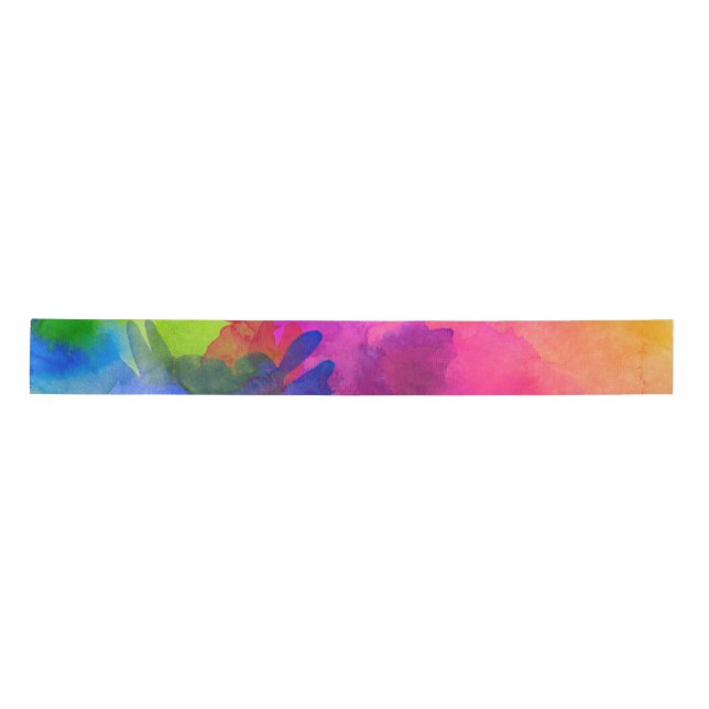 Rainbow Watercolor Abstract  Satin Ribbon (Front)