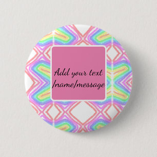 Rainbow watercolor add name text custom message 6 cm round badge