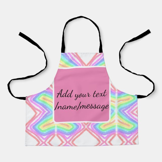 Rainbow watercolor add name text custom message apron (Front)