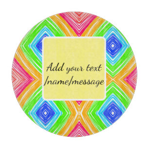 Rainbow watercolor add name text custom message cutting board