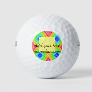 Rainbow watercolor add name text custom message golf balls
