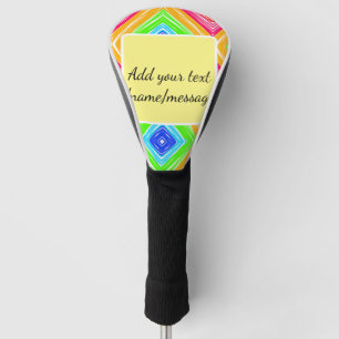 Rainbow watercolor add name text custom message golf head cover