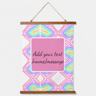 Rainbow watercolor add name text custom message hanging tapestry