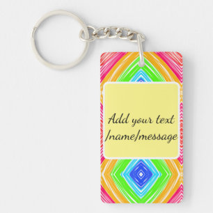 Rainbow watercolor add name text custom message key ring