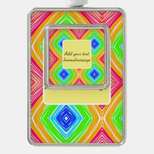 Rainbow watercolor add name text custom message silver plated framed ornament