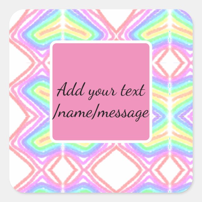 Rainbow watercolor add name text custom message square sticker (Front)