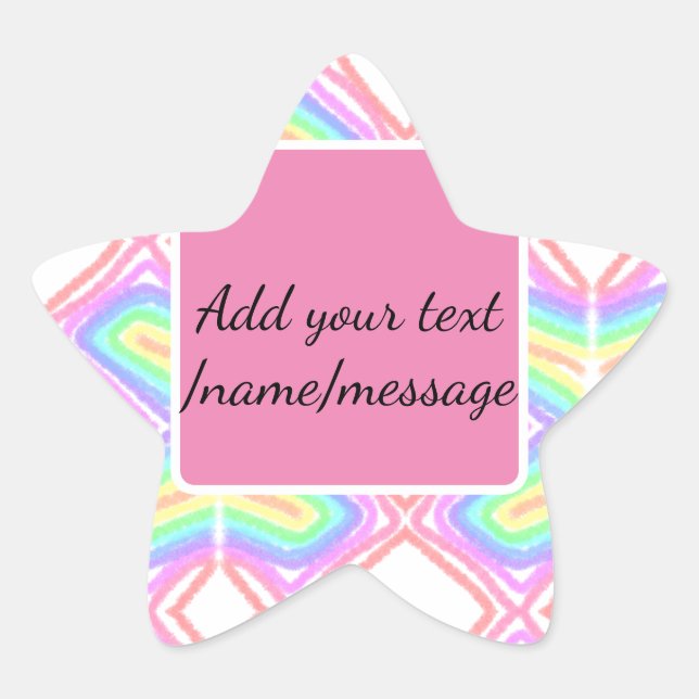 Rainbow watercolor add name text custom message star sticker (Front)